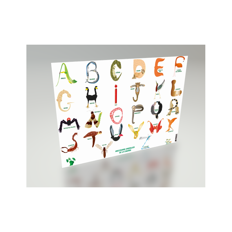 Sous-mains/set de table Abécédaire animalier de la Caraïbe